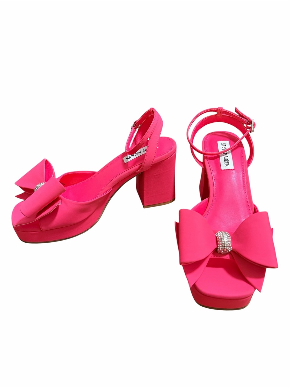 Steve Madden Aerin Bow Hot Pink Bow Block Platform Heel Sandals NWT